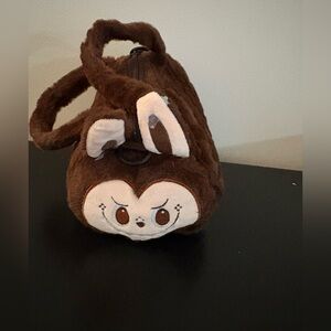 Labubu brown plush crossbody bag